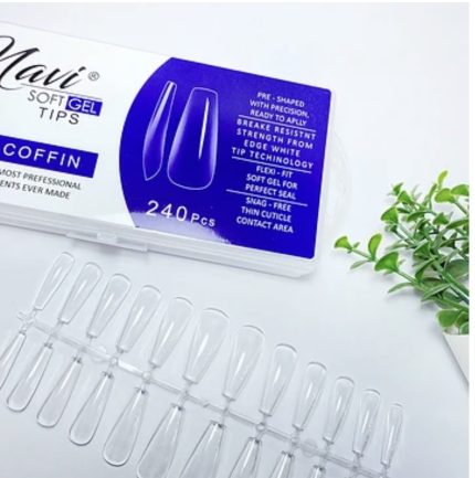 Tips soft gel coffin largos 240 uds Navi
