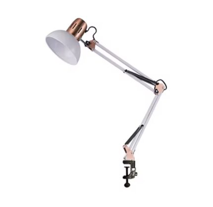 Lampara de mesa de manicura (blanco con bronce)