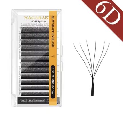 Blister de pestañas 0,07 6D w curva D (Mix, 8, 9, 10, 11, 12, 13, 14, 15mm) Nagaraku