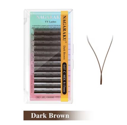 Blister pestañas 0,07 YY mix curva D color (negro, dark brown) Nagaraku