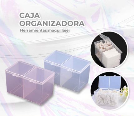 Caja organizadora doble para pañitos sin pelusa color rosa