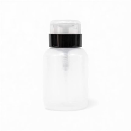 Botella dispensador de liquidos  (removedor) transparente con tapa negra 150ml