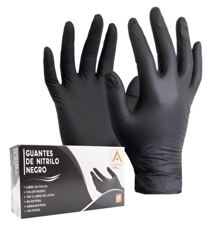Guantes de Nitrilo  (Negro) 100pcs talla S Protect