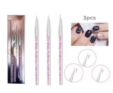 Set de pinceles liner con glitter 3 Pcs