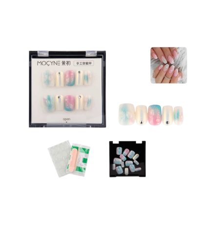 Uñas Press on efecto aurora con cola de sirena