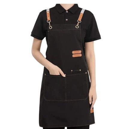 Delantal pechera de cuero para peluqueria (Negro)