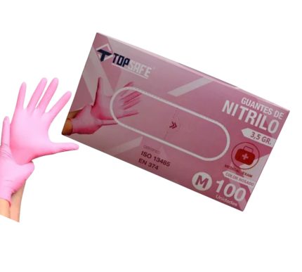 Guantes (Rosado) talla M 100PCS Topsafe