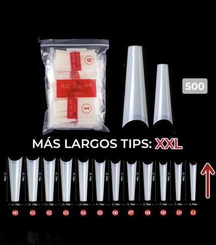 Bolsa de tips coffin extra larga (hueso) 500 Pcs