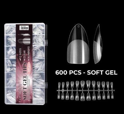 Tips soft gel (Almendra Corta) 600 pcs