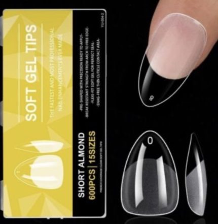 Tips Soft gel (Short Almond)  600 pcs