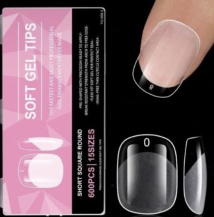 Tips Soft gel (Short Square Round)  600 pcs