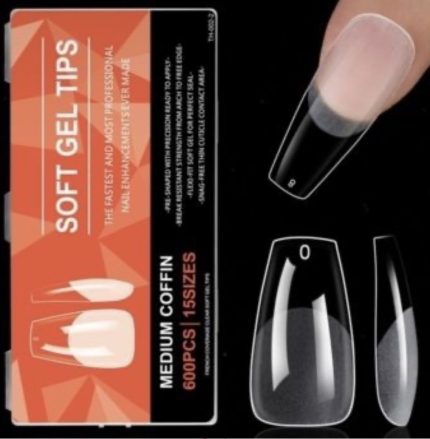 Tips Soft gel (Medium Coffin) 600 pcs