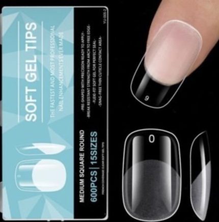 Tips Soft gel (Medium Square Round) 600 pcs