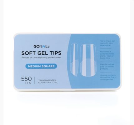 Go Nails Soft Gel tips - Short Square (Pre-limados) (550 unidades)