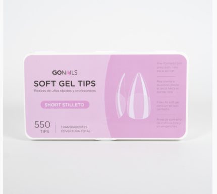 Go Nails Soft Gel tips - Short Stiletto (Pre-limados) (550 unidades)