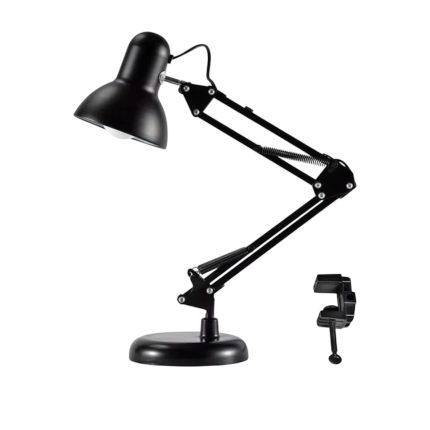 Lampara de mesa color entero con base y soporte de mesa (Negro)