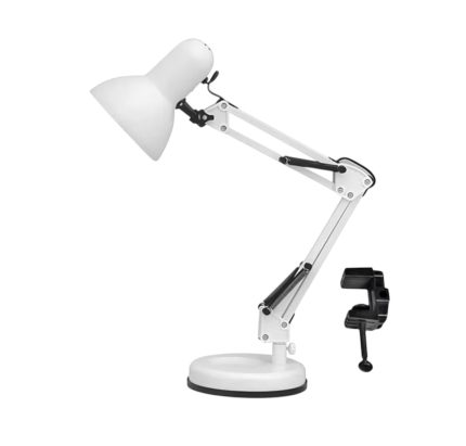 Lampara de mesa color entero con base y soporte de mesa (Blanco)