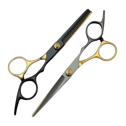 Kit de tijera profesional (negro, dorado)  para cabello (tijera barbero 6.0) 2 pcs