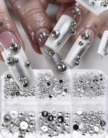 Set de perlas planas plateadas Navi