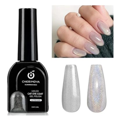 Esmalte Ojo de Gato o Cat Eye Glitter Clear ( 001) Cherimoya