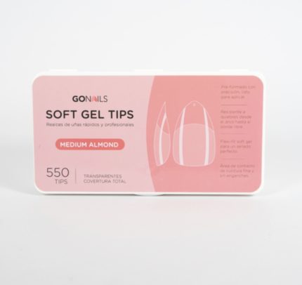 Go Nails Soft Gel tips - Medium Almond (Pre-limados) (550 unidades)
