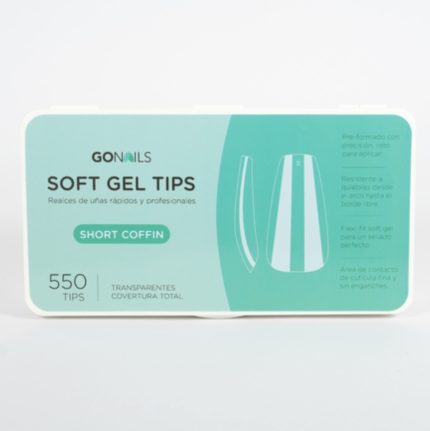 Go Nails Soft Gel tips - Short Coffin (Pre-limados) (550 unidades)