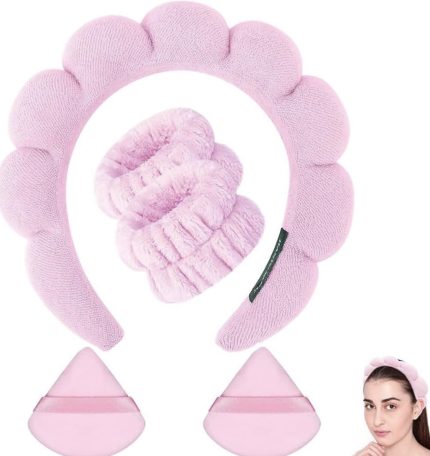 Set de spa facial 5 pcs (cintillo, diadema, sponja 2 cole)