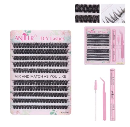 Set pestañas por racimo 50D-60D Anjier Diy Lashes